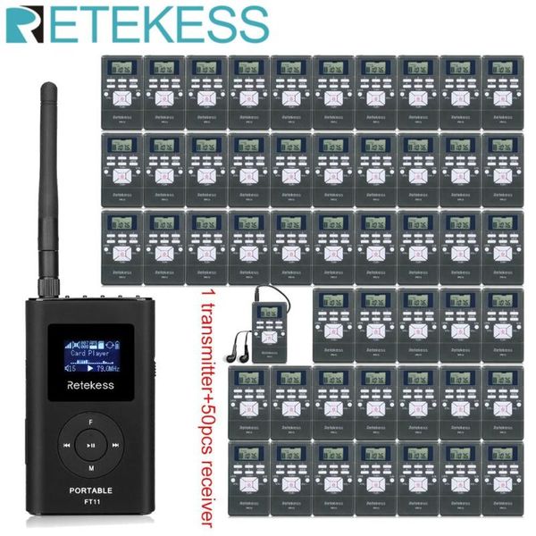 

1 fm transmitter ft11+50pcs fm radio receiver pr13 wireless voice transmission system for guiding church meeting training