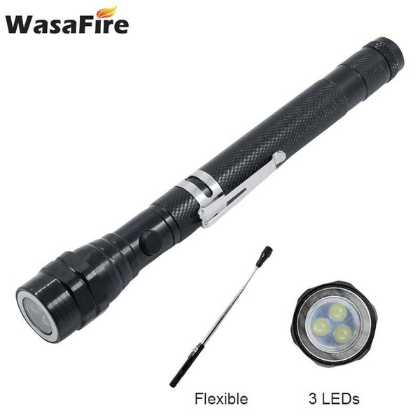

magnetic powerful waterproof 3 led tactics flashlights aluminum alloy outdoor camping hiking torch lamp