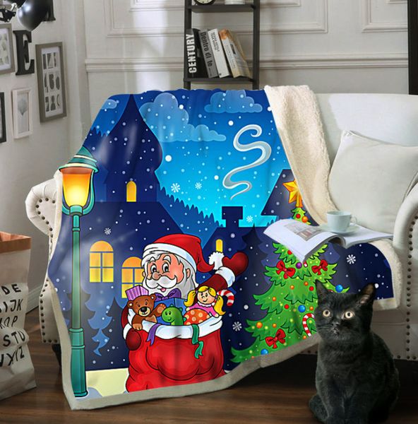 Os mais recentes cobertores de 150x200cm, em vários estilos de Santa Claus, são usados ​​para crianças e adultos