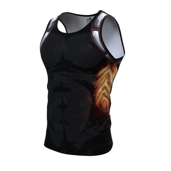 

running jerseys summer men's quick dry slim fit sleeveless sport tank shirts workout 3d printing, Black;blue