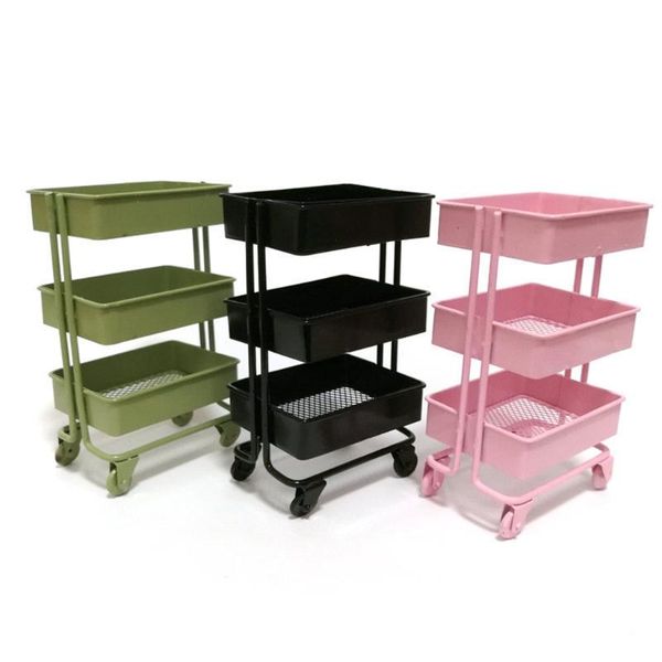 

hooks & rails miniature furniture mini trolley floor storage rack with wheels shelf bookshelf display decoration colle