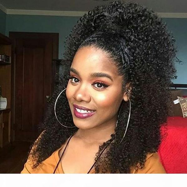 

3b 3c kinky curly ponytails clip ins brazilian virgin hair ponytials 140g clip in human hair extensions 100% natural color, Black