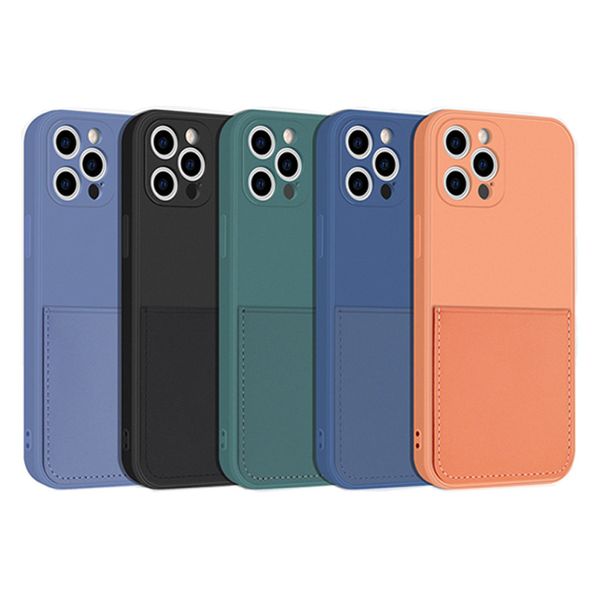 

card bag cover for iphone 12 11 pro max plus mini xs x xr 8 7 liquid silicone soft wallet pocket case