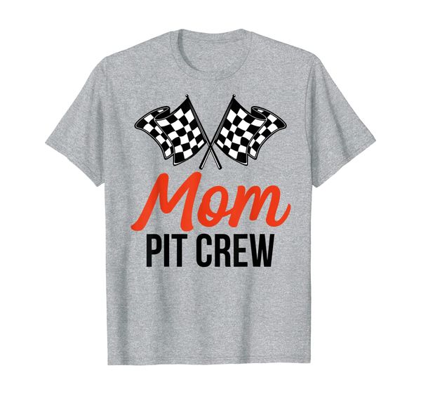 

mom pit crew | funny hosting car race birthday party t-shirt, White;black