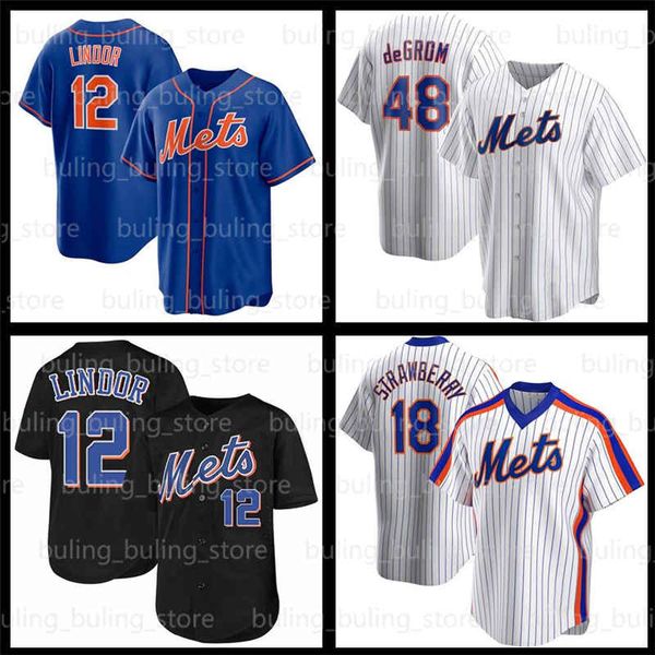 

48 jacob degrom jersey 18 darryl strawberry jerseys 17 keith hernandez 6 jeff mcneil francisco lindor new york mets pete alonso, Blue;black
