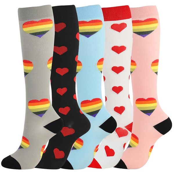 

men's socks dropship compression stockings fit varicose veins pressure knee men women outdoor running sports anti fatigue, Black