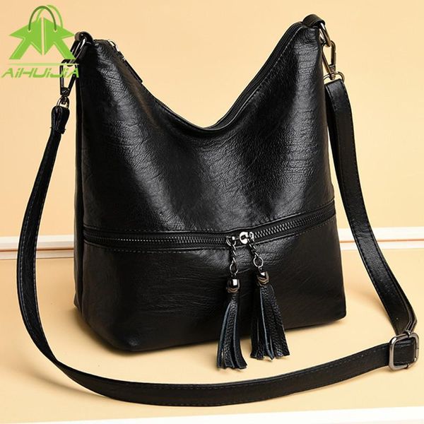 

evening bags fashion tassel high capacity handbag for women luxury designer shoulder bag 2021 soft pu leather solid color messenger