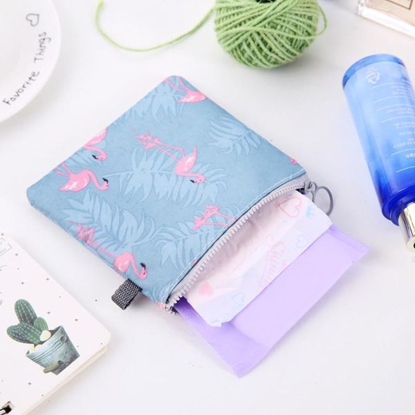 

clothing & wardrobe storage 4 pcs zipper sanitary napkin bag tampons collect bags pakages for girls (cactus, flamingo, flower, stripe, 1 eac