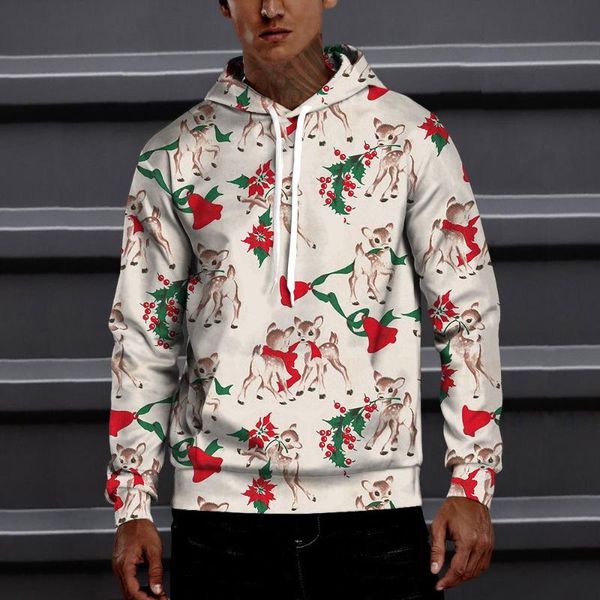 

men's hoodies & sweatshirts fashion men autumn christmas print loose versatile winter long sleeve coat plus size hoodie sweatshirt, Black