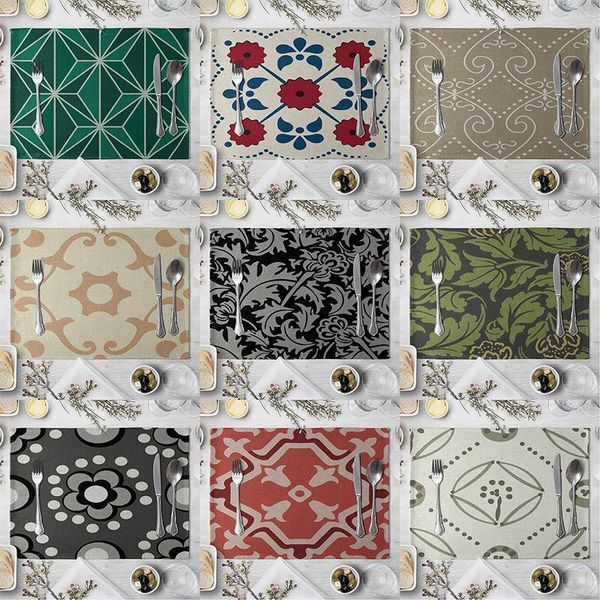 

mats & pads linen geometric table mat kitchen placemat dining cup home decor