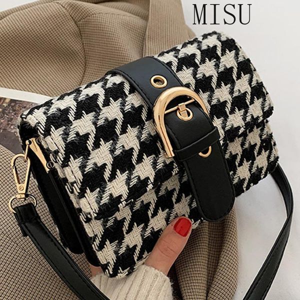 

cross body houndstooth weave crossbody bags for women 2021 pu leather women's designer luxury handbag travel shoulder messenger bag