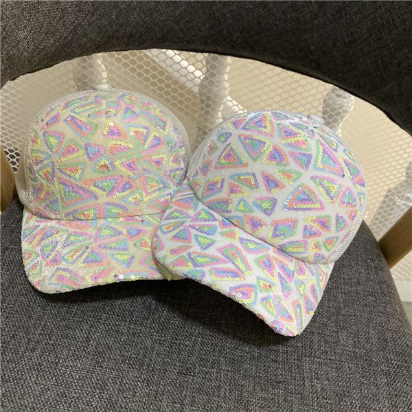 

colorful sequin embroidered south ins mesh lattice breathable baseball women's summer sunscreen cap, Yellow