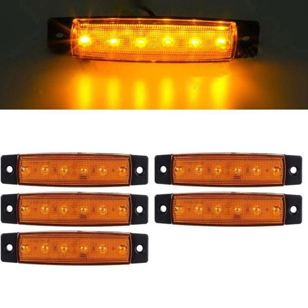 

car headlights 5pcs truck trailer side marker indicators decorative12v 6led lights parking turn signal