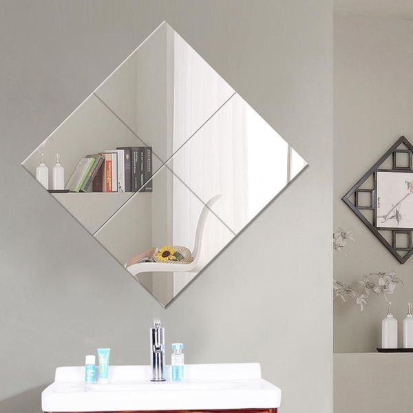 

mirrors 4pcs acrylic mirror wall sticker 3d square self stick splicing combination tile bedroom bathroom decal
