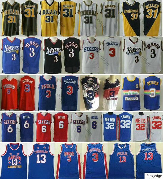 

allen #3 iverson shirt 6 julius 32 erving wilt 13 chamberlain drazen 3 petrovic indianapacers reggie 31 miller jerseys, Black;red
