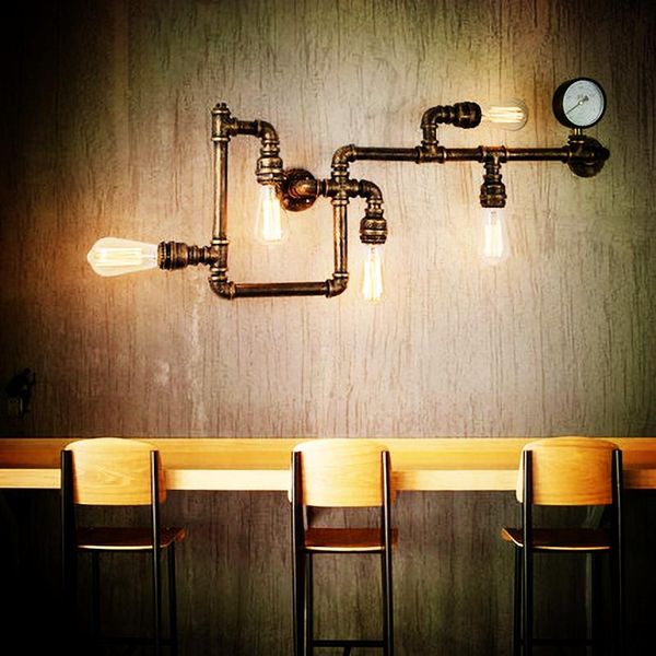 

modern nordic industrial light water pipe wall lamps remote control for foyer bar coffee dining room home decor lamp