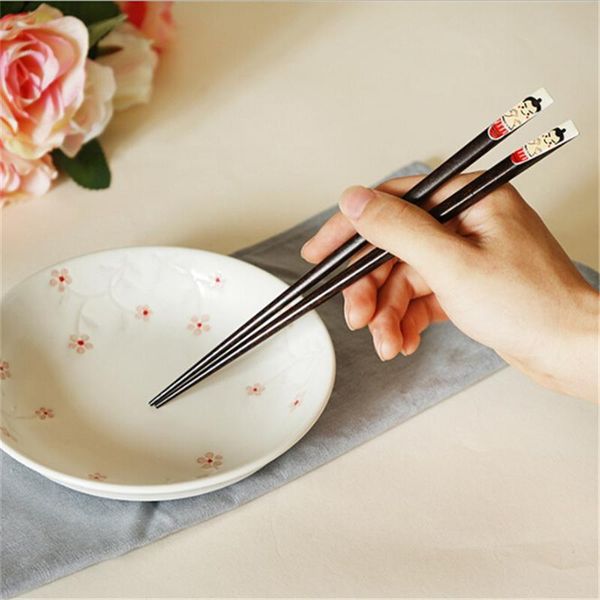 

chopsticks wood japanese non-slip sushi chop sticks anti- pattern reusable tableware