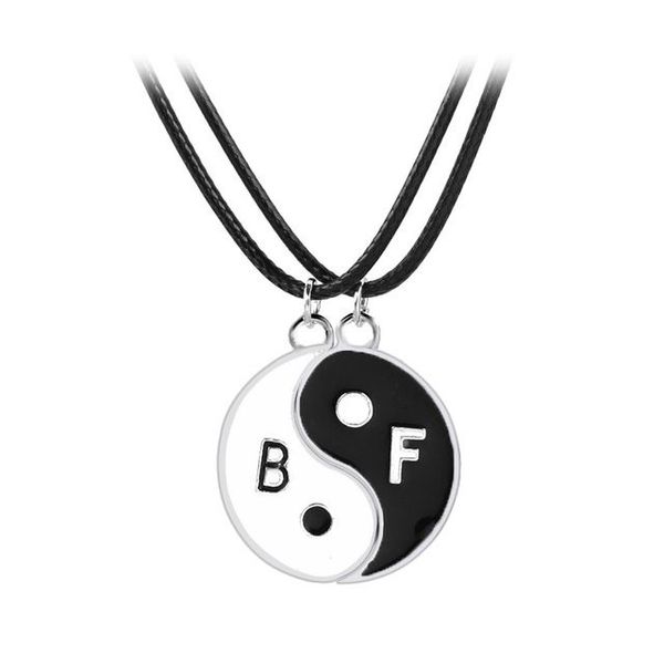

tai chi couple necklaces for women men friend yin yang paired pendants charms braided chain couple bracelet necklace 1 set, Silver