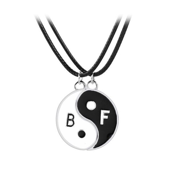 Tai Chi Paar Halsketten für Frauen Männer Freund Yin Yang gepaarte Anhänger Charms geflochtene Kette Paar Armband Halskette 1 Set