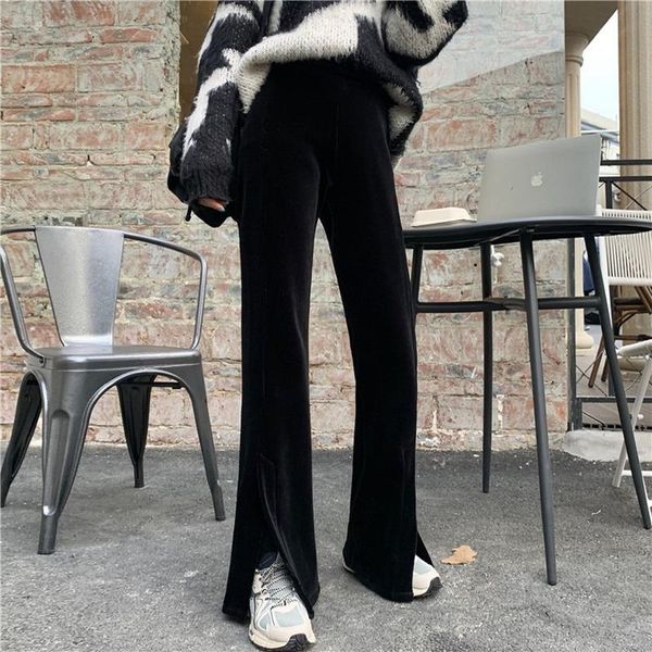 

women's pants & capris blackvelvet pant women autumn high waist straight wide leg elastic split flared y2k, Black;white