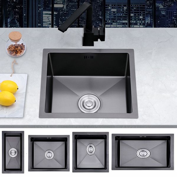 

2021 new black nano stainless steel mini single carve trumpet undermount kitchen sink 450x450mm airz