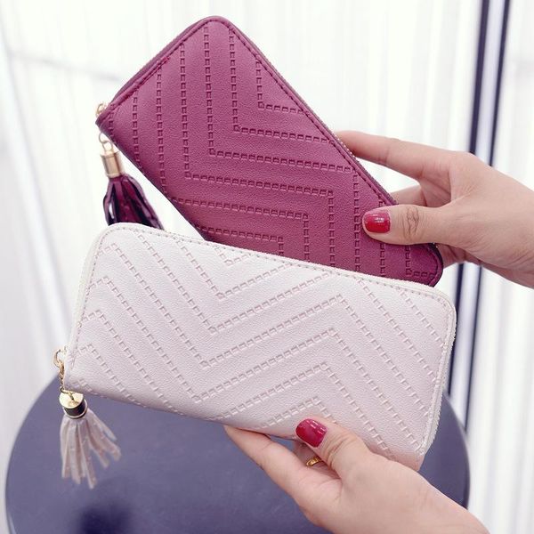 

wallets 2021 women's wallet long zipper clutch bag fashion coin purse korean style card holder, Red;black