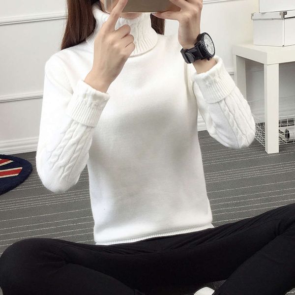 

high necked sweater bottomed shirt with new autumn and winter women's wear of 2021, White;black