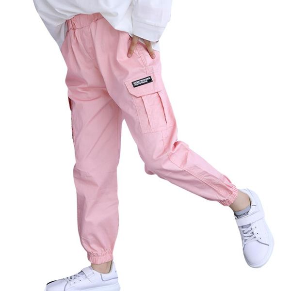 

trousers girl cargo pants solid color spring autumn children casual style girls clothes 6 8 10 12 14, Blue