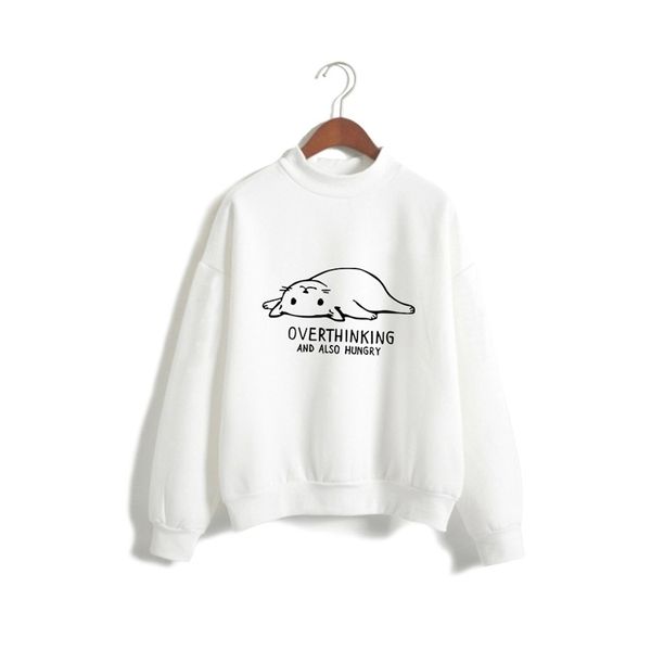

summer creative high collar large print long sleeve sweater women's 5002, Black;white