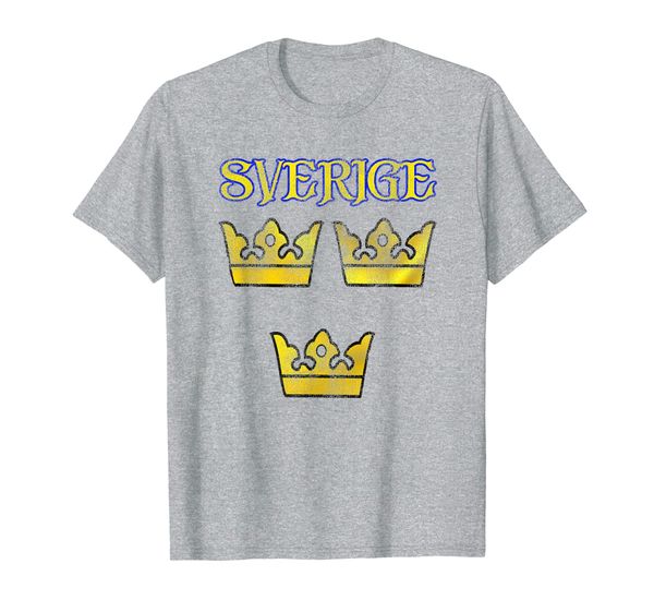 

sverige sweden swedish tre kronor three crowns distressed t-shirt, White;black