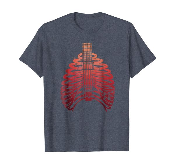 

guitar ribcage t-shirt creepy skeleton guitar gift for men, White;black
