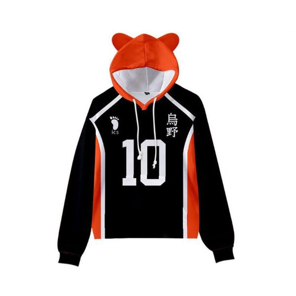

men's hoodies & sweatshirts 2021 anime haikyuu children's spring hoodie boys and girls sweatshirt karasuno high school kawaii cat, Black