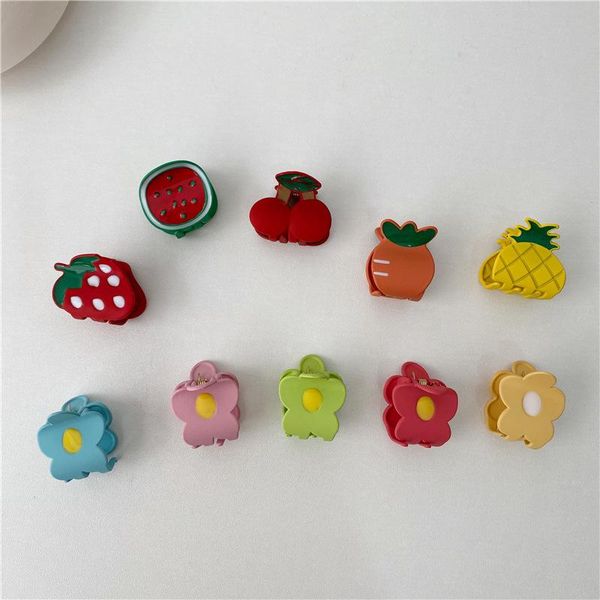 

cute fruit small hair claw for children flower cartoon hair clips girl accessories, Slivery;white