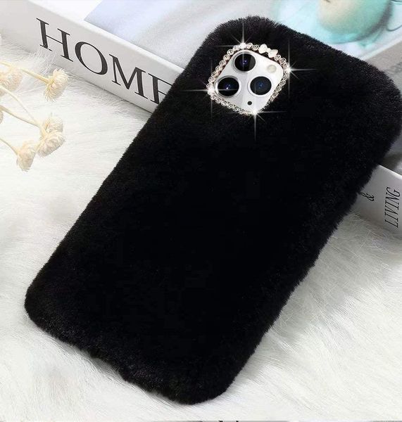 

cute girly case with bling crystal diamond silicon soft fluffy furry shockproof protective phone case for iphone 7 8plus xr 11 11 pro max