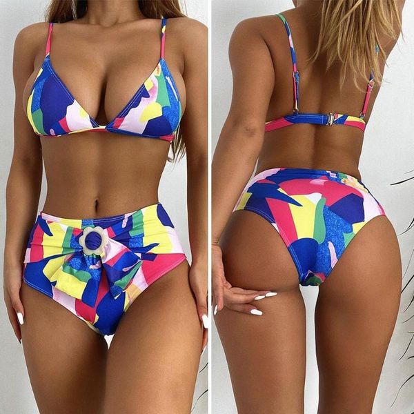 

2021special fabric female swimsuit high waist bikini two-pieces women tools swimwear suit swim ribbed bikini bathing bather