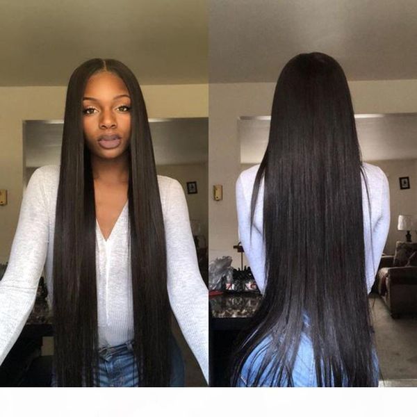 

lacefront wigs human with colored pre plucked long straight virgin brazilian remy glueless full human hair lace front wig for black women, Black;brown