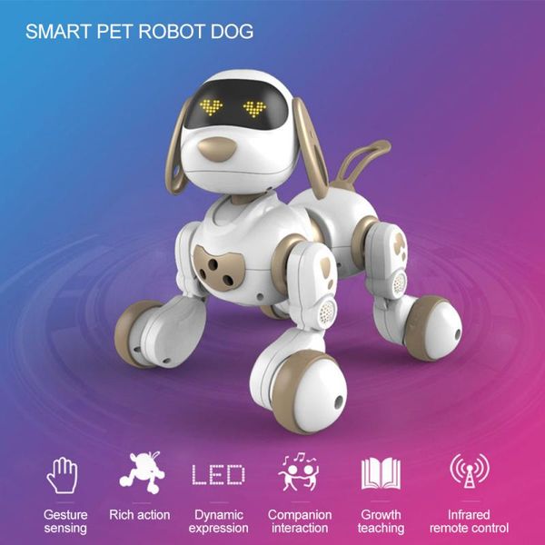 

Children TOYS Electric Animal Pets RC Robot Dog Voice Remote Control Toys Music Song Toy For Kids Babies Birthday Gift Puzzle, Black