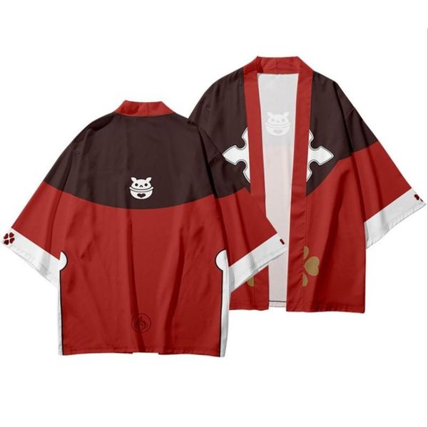 

ethnic clothing game genshin impact 3d t-shirt printing kimono haori yukata women/men plus size summer short sleeve streetwear, Red