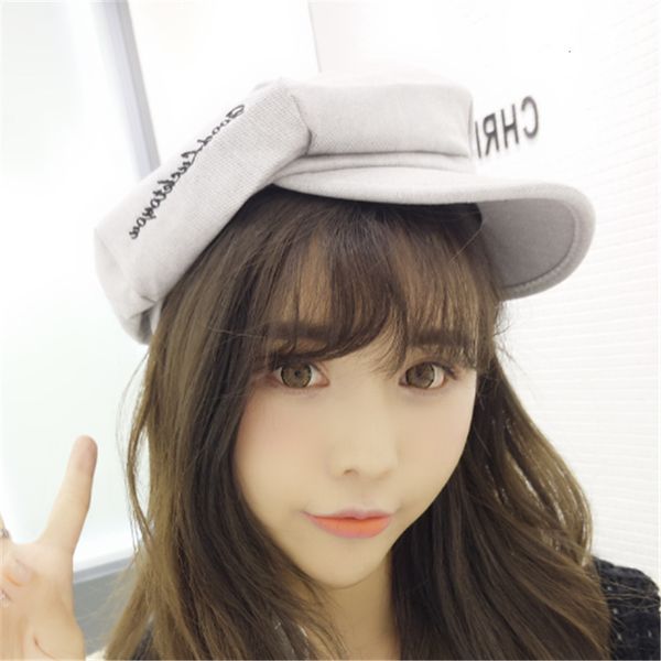 

new summer trend versatile octagonal cowboy embroidery artist hat casual cap, Black;white
