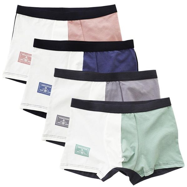 

underpants 2021 men underwear cotton patchwork boxer shorts comfortable family panties gift for calzoncillos hombre sleep bottoms, Black;white
