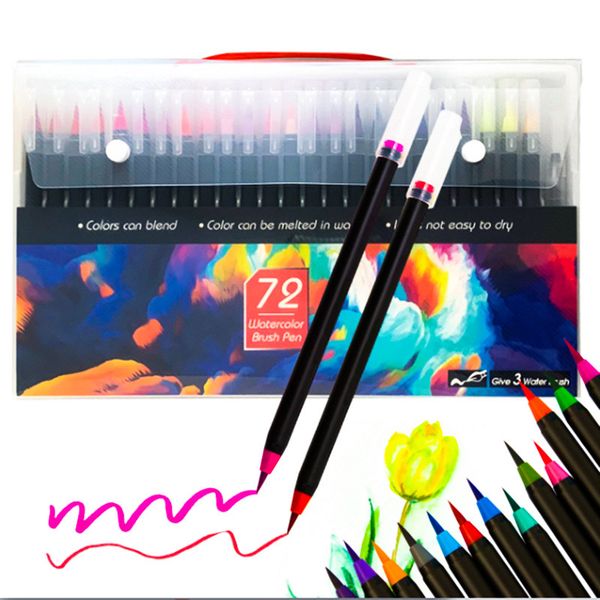 

watercolor brush pen markery manga copic markers 20/24/48/72 colored art markers sketchbooks for drawing stationery supplies