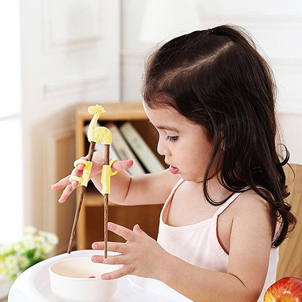 

chopsticks baby exercise training cartoon children learning wenge wood silicone 1 pair
