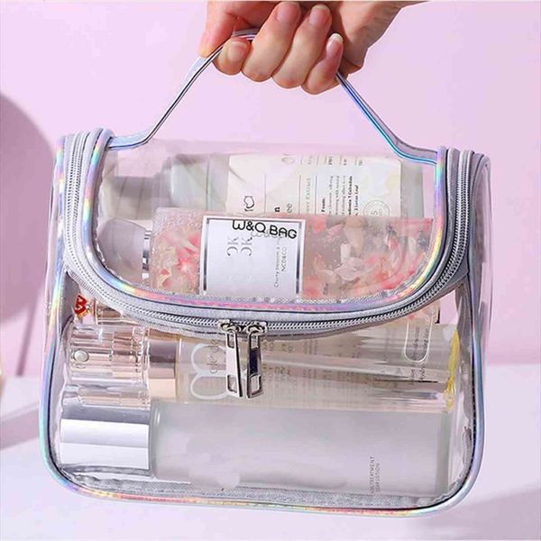 

fashion transparent laser travel makeup cosmetic bags women handbag zipper wash organizer storage beauty make up waterproof case