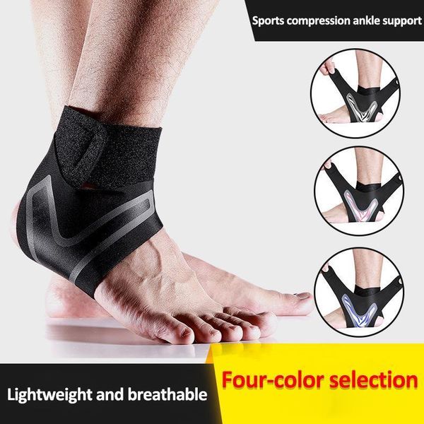 

ankle support adjustable sports compression elastic brace sprain prevention sport fitness guard band fitness1, Blue;black