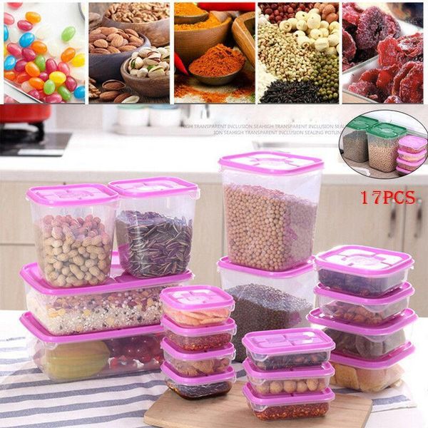 

storage bottles & jars 17pcs/set kitchen organizer grains beans jar tank keep fresh food box refrigerator container sealed crisper