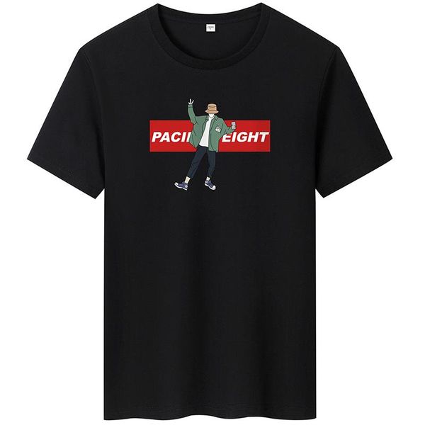 

men's t-shirts 2021 summer printing fashion drew pattern and women's hip hop t-shir100% cotton casual short sleeves t-shirt, White;black
