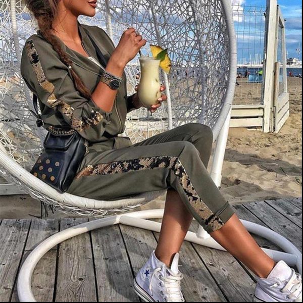 

womens sports tracksuits 2 piece set sequined patckwork long sleeve zippers elastic waist pants suit 2021 spring tracksuit, Gray