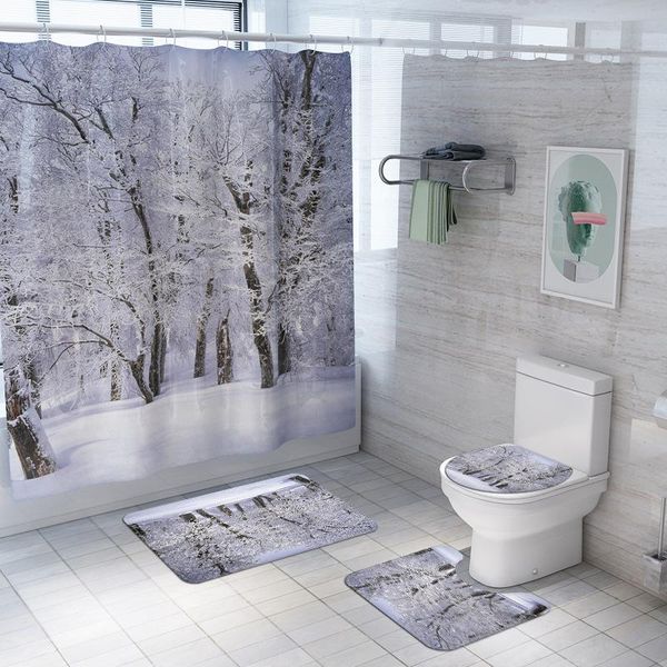 

bath mats modern bathroom set winter scenic pattern rug and shower curtain soft absorbent toilet carpet mat rugs