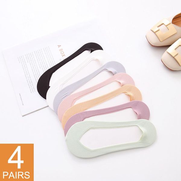 

summer women invisible socks low cut thin fashion short boat no show socks slippers silicone antiskid ice silk girl sock, Black;white