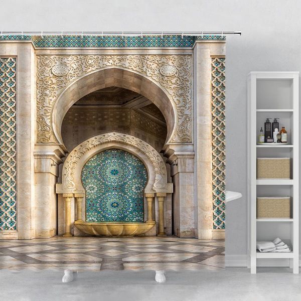 

shower curtains 3d retro moroccan door curtain traditional building landscape islamic pattern bathroom decor set bath with hooks